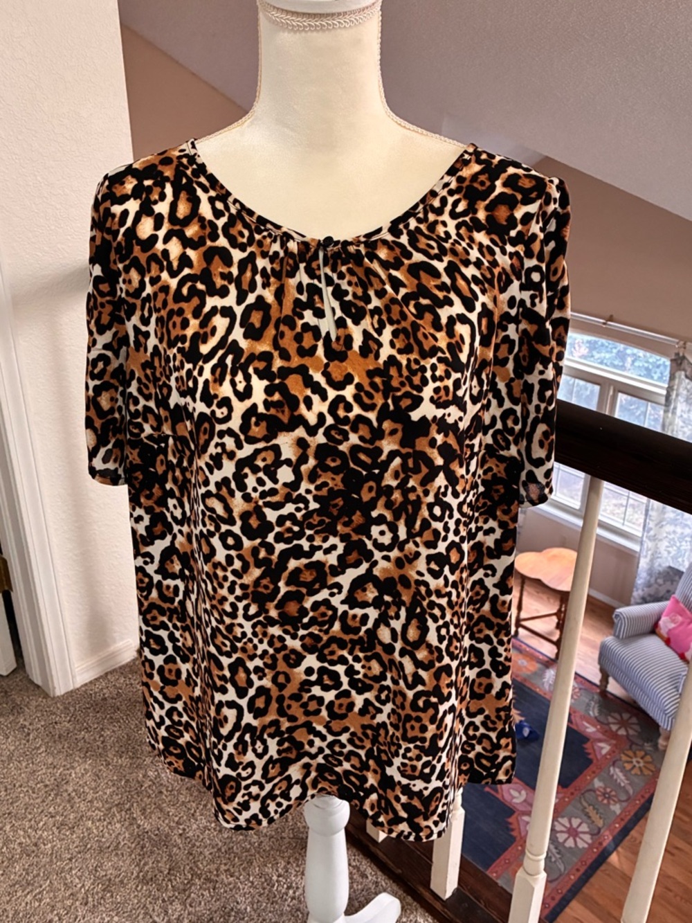 Talbots Leopard Print Short Sleeve Top